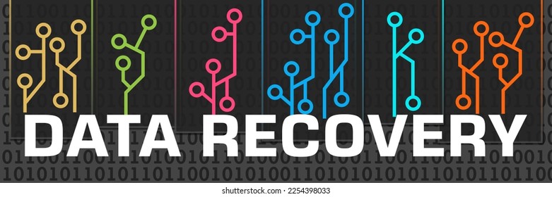 Data recovery concept image with text and circuit symbols.