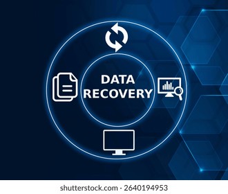 data recovery tech concept.The process of retrieving lost, corrupted, or inaccessible data from storage devices.