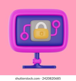 data security 3d icon illustration. financial technology 3d rendering 