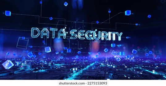 Data Security - businessman working and touching with augmented virtual reality at night office.