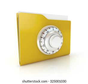 Data security concept. Folder with combination Lock. 3d illustration