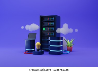 Data Server Illustration, 3d Rendering