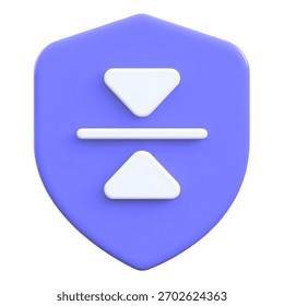 Data sorting concept conveying information ranking and filtering within a secure digital environment, displayed on a shield. Ideal for UI design, data management, or system security interfaces. 3D.