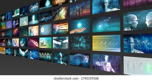 Data Streaming Video and Music Navigation UI 3d Render