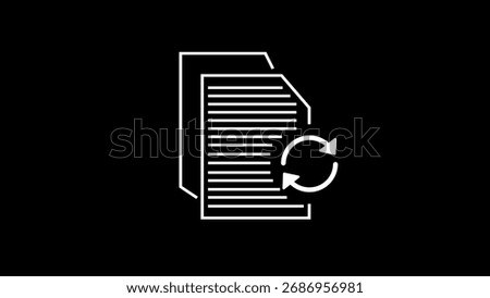 Data sync and synchronization concept illustrated by documents and circular arrow for digital communication