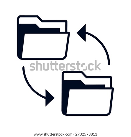 Data synchronization concept illustration two folders with arrows indicating the transfer of information