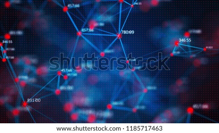 Data technology background. Abstract background. Connecting dots and lines on dark background. 3D rendering. 4k.