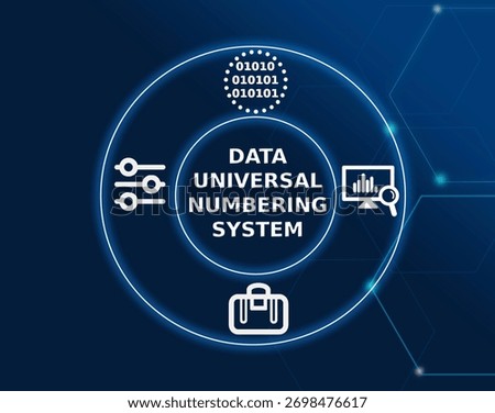 data universal numbering system concept.D-U-N-S Number is a unique identifier for businesses used for credit and global trade tracking.
