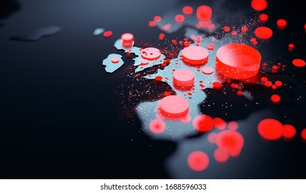 Data Visualization Of The Spread Of Covid-19 Coronavirus Spreading Across Europe. Pandemic 3D Illustration.