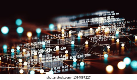 Data volume analysis and computer science industry.3d illustration.Data structure and information tools for networking business