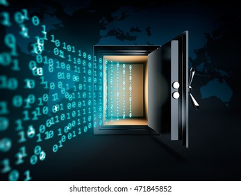 Data Warping Into Safe Box - 3D Rendering