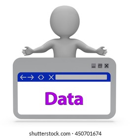 Data Webpage Indicating Browsing Bytes And Information 3d Rendering