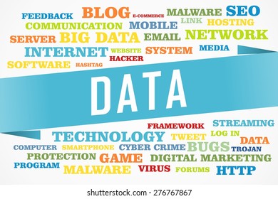 Data Word On Collage Word Concept Stock Illustration 276767867 ...