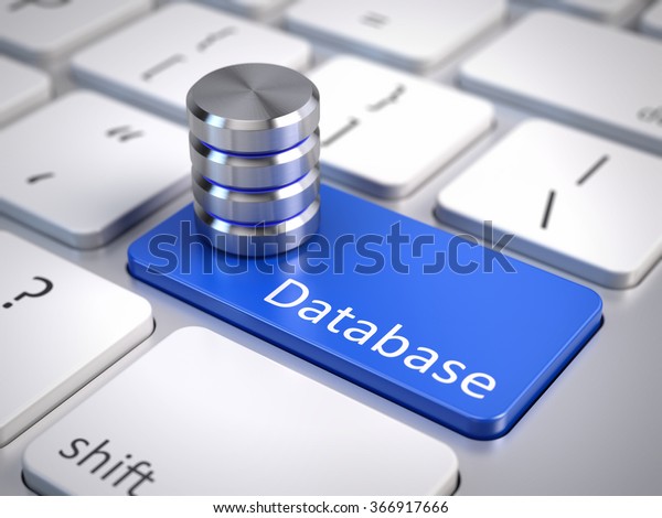 コンピュータのキーボードのデータベースアイコン データベースのコンセプト のイラスト素材