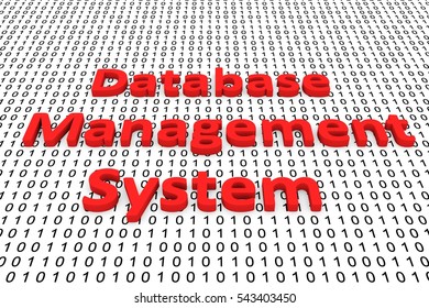 Database management system in the form of binary code, 3D illustration