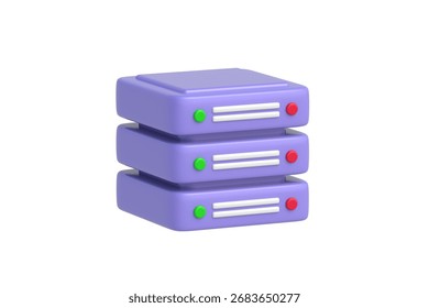 Database server isolated on white background. Equipment for backup storage. Web hosting. 3d render