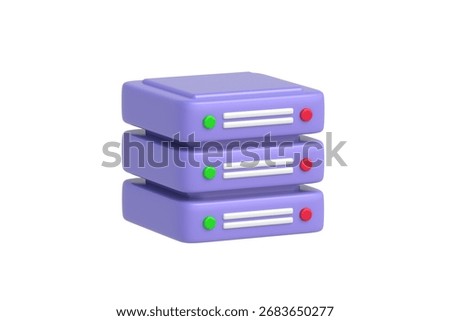 Database server isolated on white background. Equipment for backup storage. Web hosting. 3d render