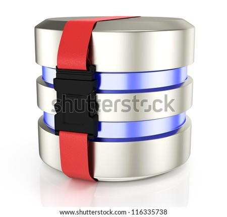 database storage icon isolated on white background. 3d rendered image