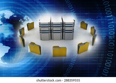 Database Symbol Connected Computer Folder Icons Stock Illustration 