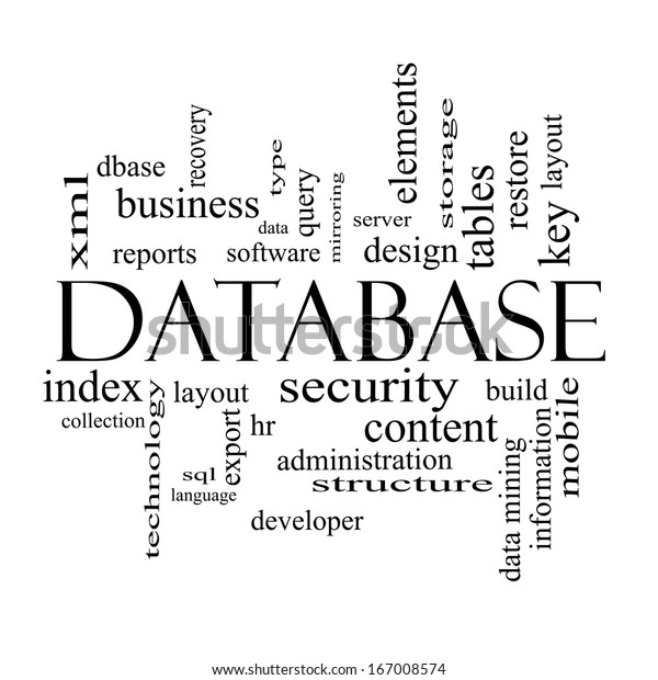 Database Word Cloud Concept Black White Stock Illustration 167008574 ...