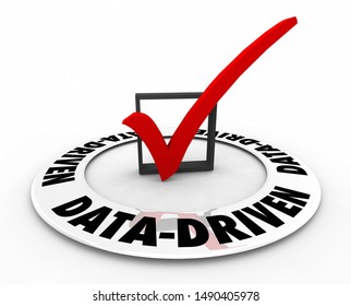 Data-Driven Results Findings Analysis Check Mark Box 3d Illustration