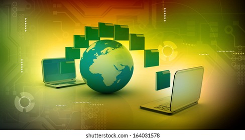 Date transferring concept on abstract tech background 
