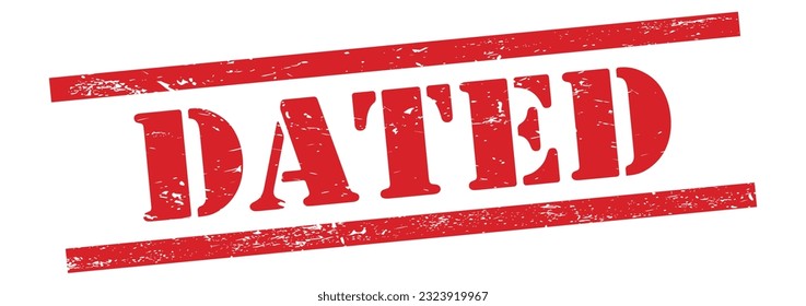 DATED text on red grungy vintage rubber stamp.
