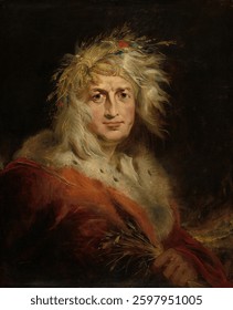 David Garrick as King Lear by Richard Westall. Vintage portrait painting. Beautiful vintage portrait artwork.