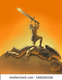 David Slaying Goliath , Bible story