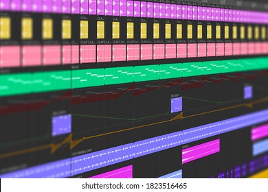 DAW Computer Music - Samples & Notes. Digital Audio Workstation