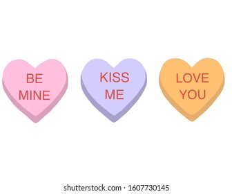 Valentine’s Day conversation heart candies.