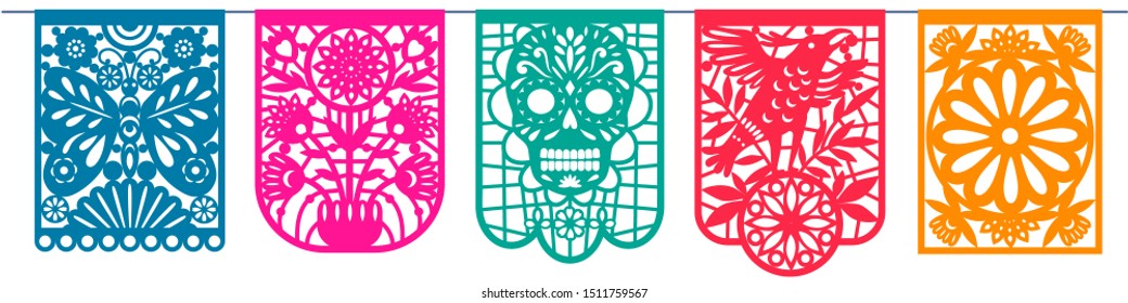 Day Of The Dead, Dia De Los Muertos, Paper Cut Flags, Papel Picado