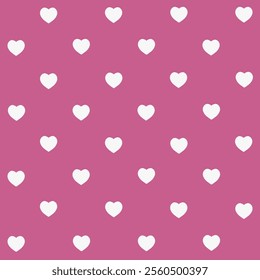 Valentine’s Day seamless pattern design, white hearts composition on colourful background. Background texture.
