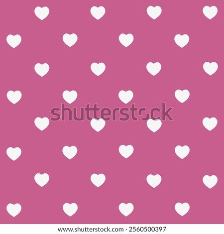 Valentine’s Day seamless pattern design, white hearts composition on colourful background. Background texture.