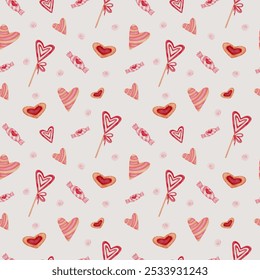 Valentine’s Day Sweet Treats Pattern: Chocolate, Cupcakes, Hearts, and Festive Romantic Background - Powered by Shutterstock