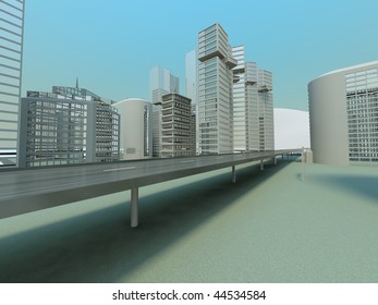 daylight cityscape with highway