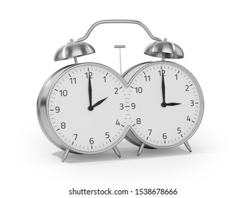 Daylight Saving Time Begins In The Spring By Setting The Clock Forward One Hour. 3D Illustration