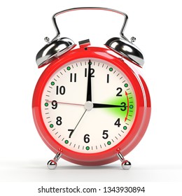 Daylight saving time concept. Alarm clock isolated on white background. 3D rendering - Powered by Shutterstock