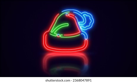 Dazzling neon glowing Hat of Santa Claus 3d illustration - Powered by Shutterstock