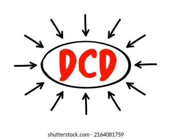 DCD Developmental Coordination Disorder - Lifelong Condition That Makes It Hard To Learn Motor Skills And Coordination, Acronym Text Concept With Arrows