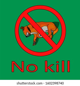 Dead Dog On The Poster For World Animal Day. No Kill. Isolated Stock Illustration