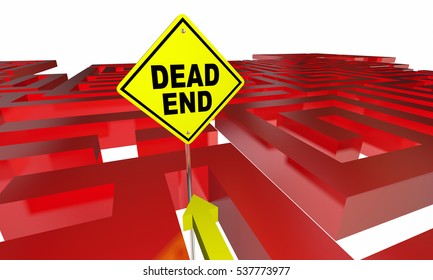 Dead End Sign Maze No Way Out Danger Warning 3d Illustration