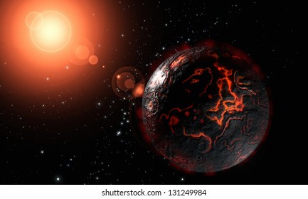 Dead Lava Planet In Cold Space