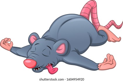 dead mouse cartoon on a white background