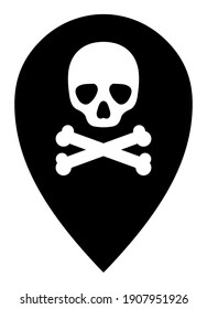 Dead place marker icon with flat style. Isolated raster dead place marker icon illustrations, simple style.