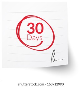 Deadline Note 30 Days Stock Image as JPG File
