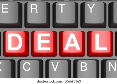  Deal button on modern computer keyboard image with hi-res rendered artwork that could be used for any graphic design.