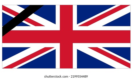 Death Of Queen Elizabeth II, United Kingdom Flag In Mourning .