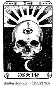 death tarot card illustration  fortune telling occult mystic esoteric