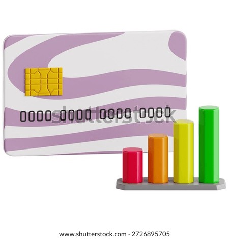 Debit Card and Bar Graph 3D Illustration